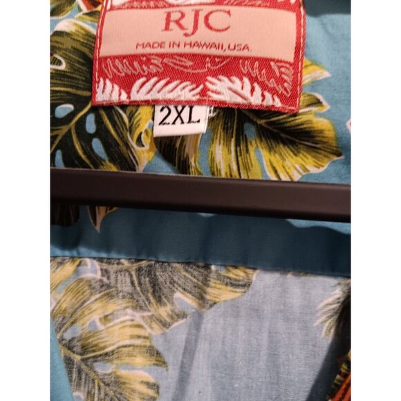 RJC Mens Hawaiian Button Down SURF & GUITARS  Shirt Short Sleeve 1980s Vibe USA - Picture 3 of 6
